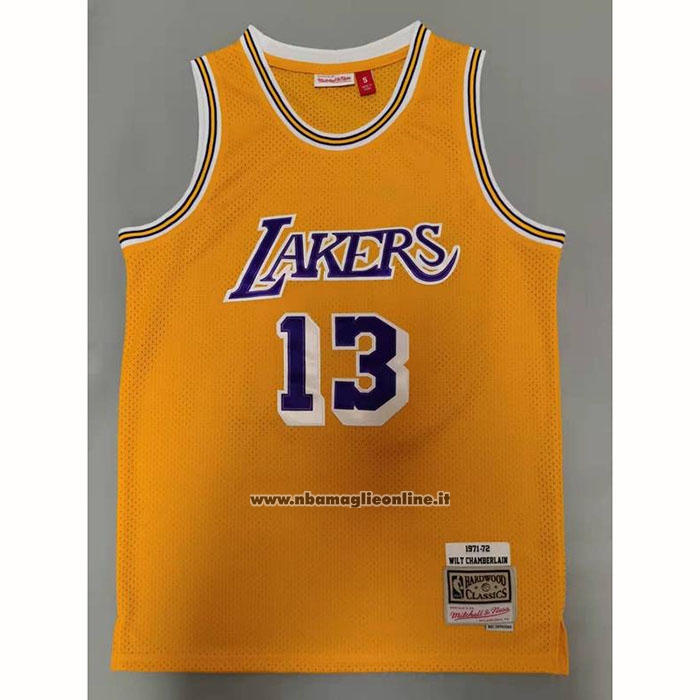 Maglia Los Angeles Lakers Wilt Chamberlain #13 Mitchell & Ness 1971-72 Giallo